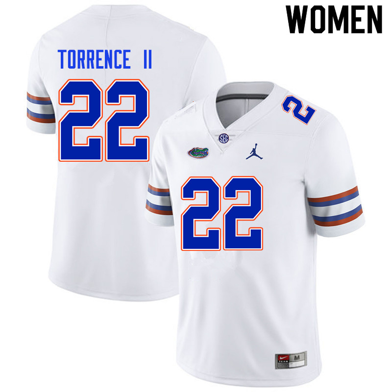 Women #22 Rashad Torrence II Florida Gators College Football Jerseys Sale-White